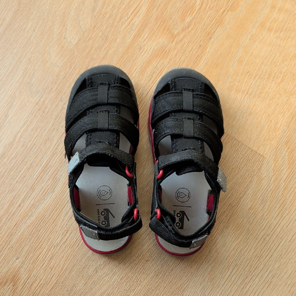 See Kai Run Black and Red Kids Sandals